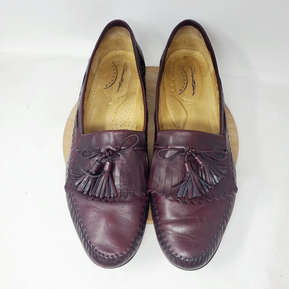 Santoni Other - Santoni Loafers Mens 15 Burgundy Leather Kiltie Tassel Slip On Shoes Italy